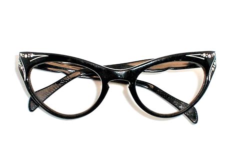 Vintage Womens Eyeglasses Cats Eye Frames With Rhinestones