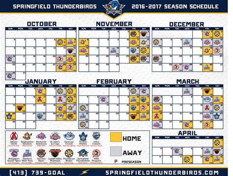 2016-17 Regular Season Schedule Unveiled | Springfield Thunderbirds