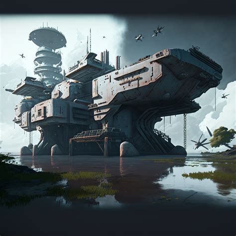 Artstation Sci Fi Naval Base Concept