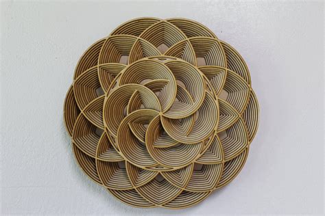 Spiral Flower Wood Art Wood Wall Art Layered Geometric