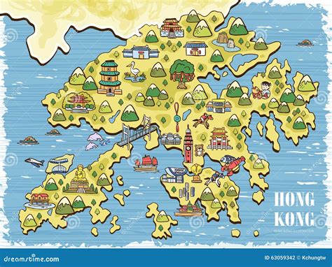 Mapa Del Viaje De Hong Kong Ilustración Del Vector Ilustración De