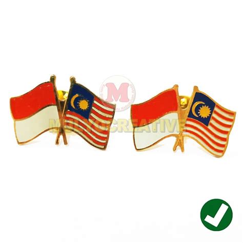 Jual Cross Flag Pin Indonesia Malaysia Pin Bendera Persahabatan Custom