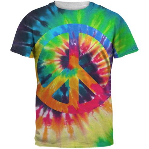 Peace Sign Tie Dye All Over Adult T Shirt 2x Large