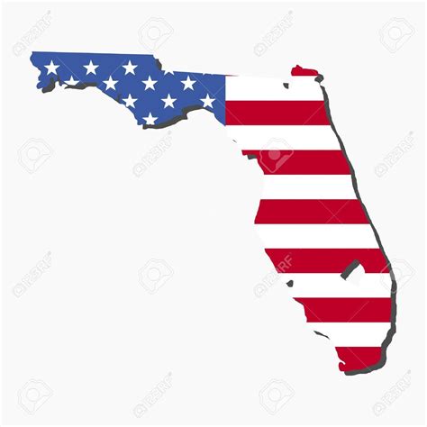 Map Of The State Of Florida And American Flag Illustration American