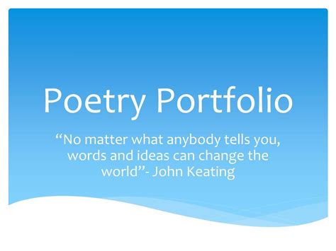 Ppt Poetry Portfolio Powerpoint Presentation Free Download Id1957088