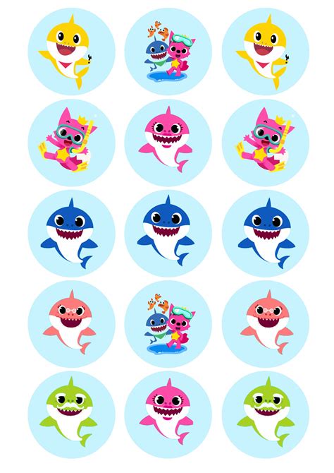 Baby Shark Edible Cupcake Cookie Toppers Itty Bitty Cake Toppers