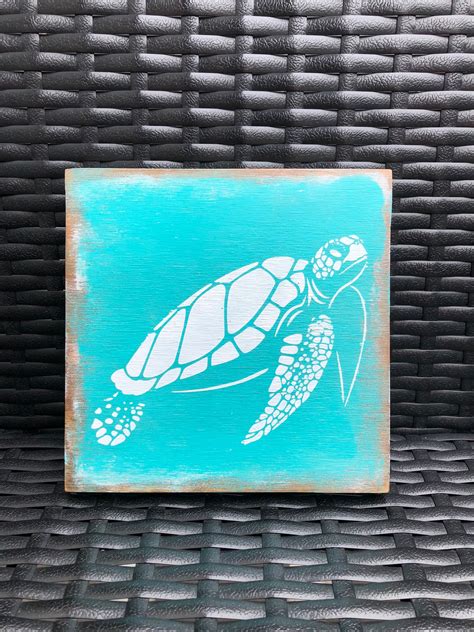 Sea Turtle Wood Sign Rustic Primitive FREE SHIPPING Etsy UK