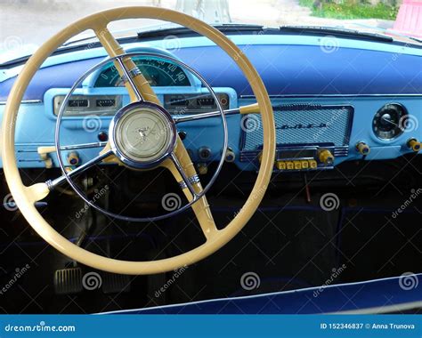 Retro Interior Of Ussr Vintage Car Volga Manufactured In 1956 Editorial