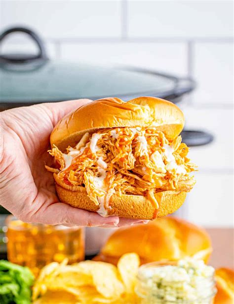 Slow Cooker Buffalo Chicken Sandwiches Tornadough Alli