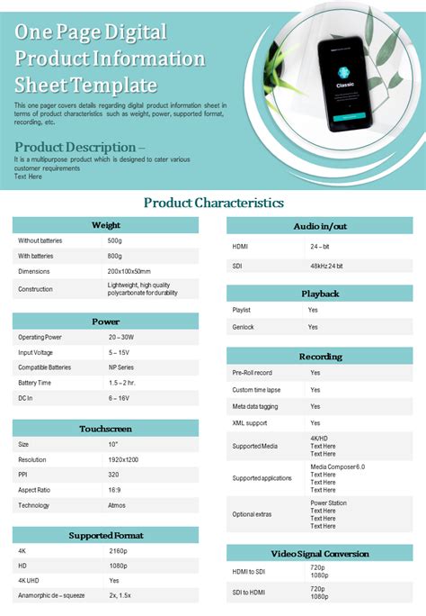 Top One Page New Product Fact Sheet Templates
