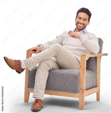 Relax Chair Or Portrait Of Therapist Happy Or Crossed Legs Isolated