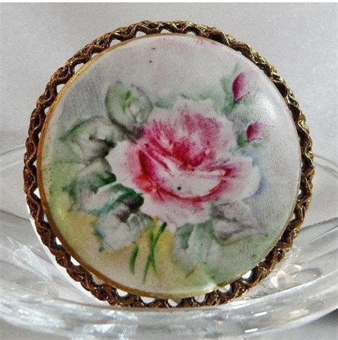 This Vintage Handpainted China Rose Brooch Is Just Gorgeous It