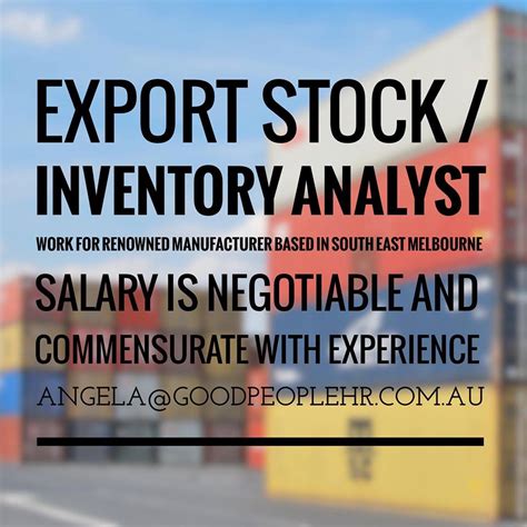 They are also responsible for performing market. STOCK / INVENTORY ANALYST Job Melbourne | Good People HR