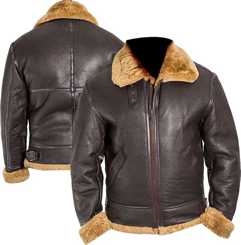 E Genius Ww2 Real Sheepskin Pilot Bomber B3 Aviator Raf Leather Jacket