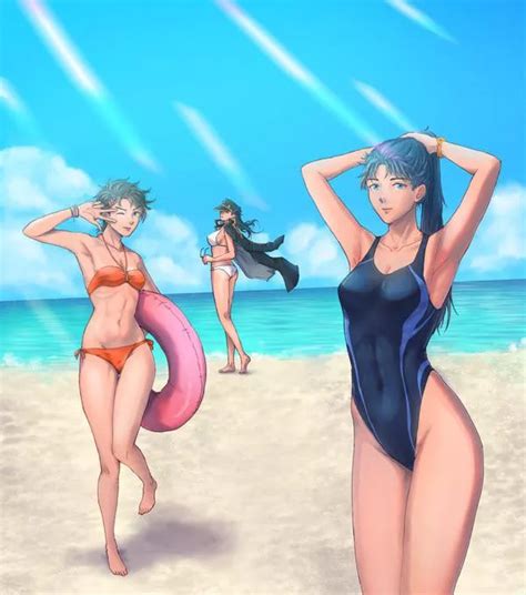 Female Joseph Jotaro And Jonathan In Their Bikinis At The Beach And On