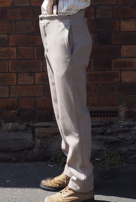 Mens High Waist Trousers In Heavy Wool Cavalry Twill Etsy