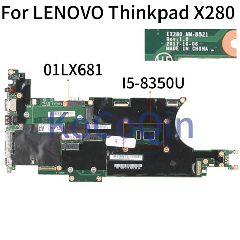 Kocoqin Laptop Motherboard For Lenovo Thinkpad X280 Core Sr3l9 I5 8350u