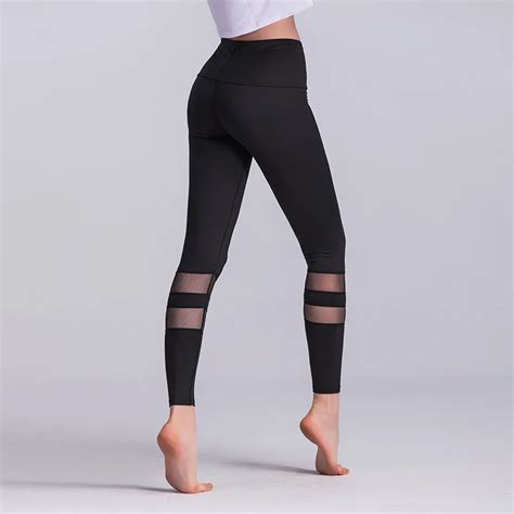 2018 new fashion mesh stitching workout leggings high waist solid sporting leggings fitness