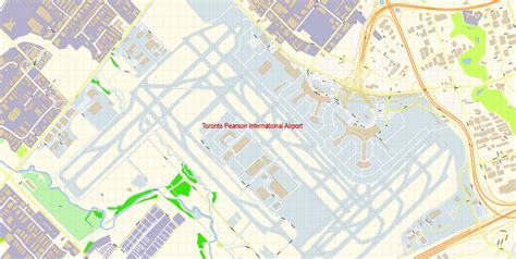 Toronto Pearson Intl Airport Area Map Vector Detailed Adobe Illustrator