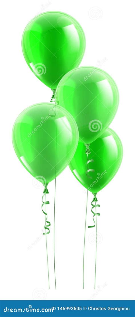 Green Party Balloons Graphic Stock Vector Illustration Of Ballon
