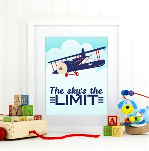 Skys The Limit Airplane Decor Airplane Nursery Wall Art