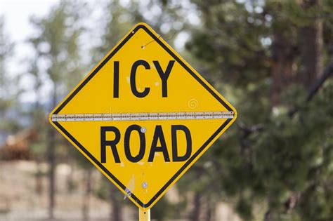 Icy Road Stock Photo Image Of States Danger Yellow 36672452