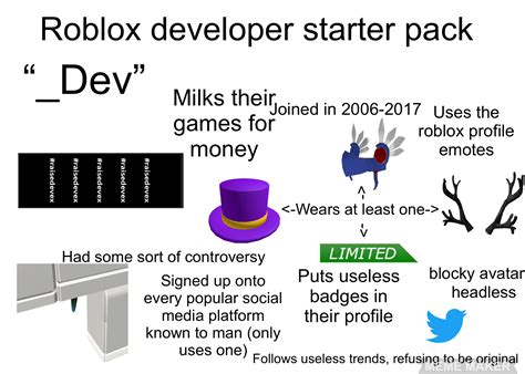 Roblox Dev Starter Pack Rstarterpacks Starter Packs Know Your Meme