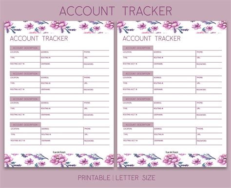 Account Tracker Printable