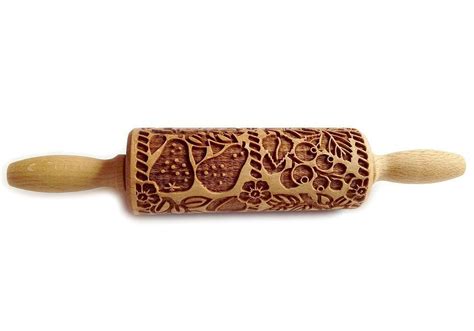 Rolling Pin Fruit Laser Engraved Wooden Rolling Pin Etsy Embossed