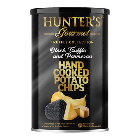 Hunters Gourmet Hand Cooked Potato Chips Black Truffle And Parmesan