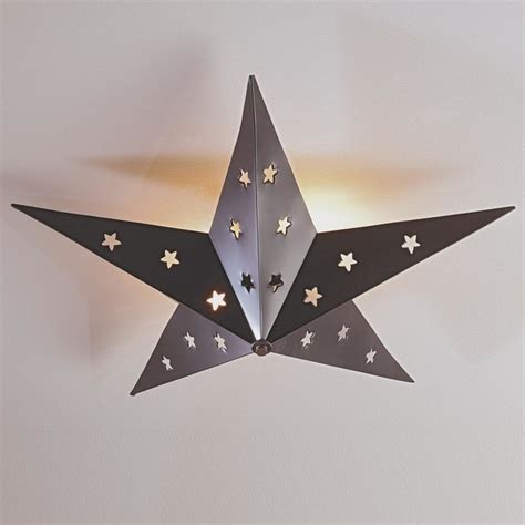 Rustic Tin Star Ceiling Light Flush Mount Ceiling Lighting By