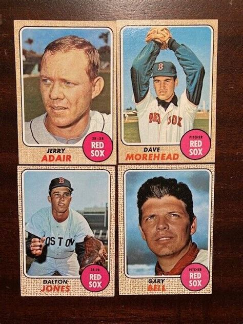 1968 Topps Boston Red Sox Baseball Cards Lot Of 4 Morehead Adair Jones Bell Ebay