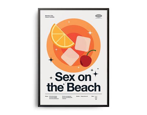 Midcentury Sex On The Beach Cocktail Poster Sex On The Beach Etsy