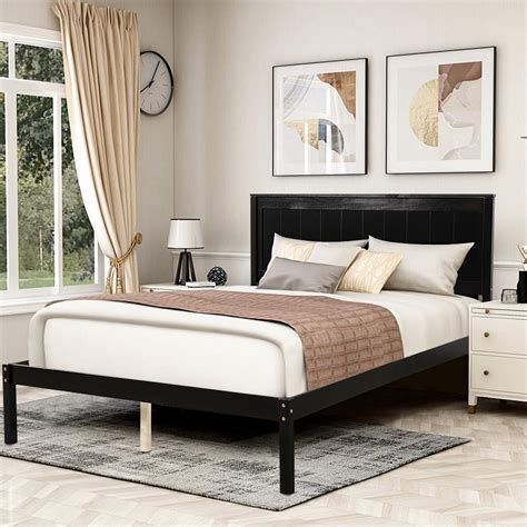 Espresso Wood Bed Frames For Full Size Modern Platform Bed Frame With