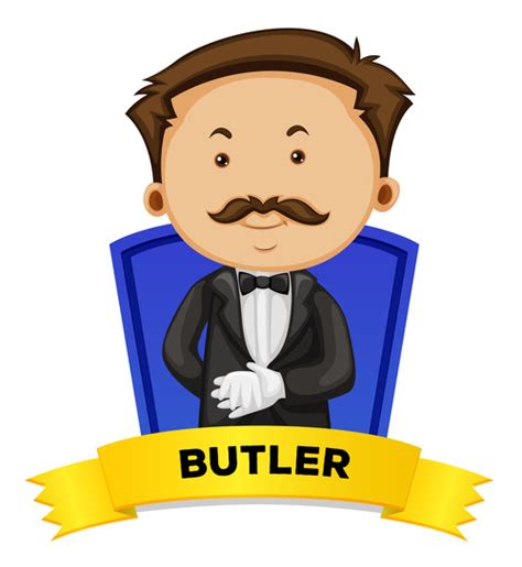 Butler Cartoon Illustration Vector Free Download