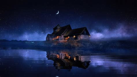 House Reflected In The Lake Hd Wallpaper Background Image 2560x1440