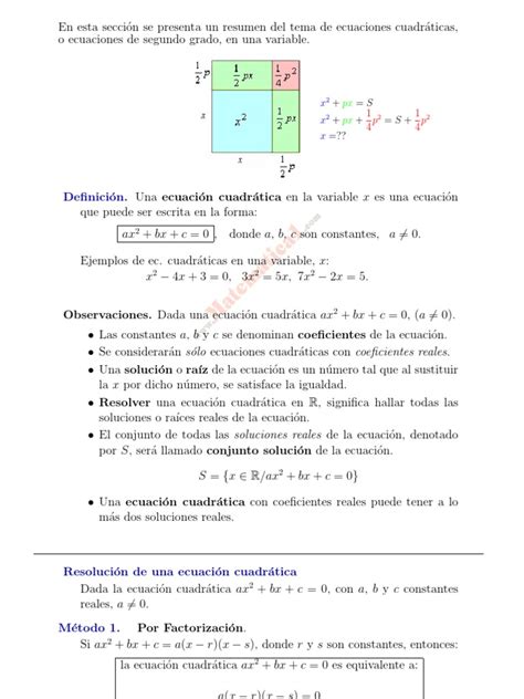 Ecuacion Cuadratica Contenidos Pdf Verdad Lógica Ecuaciones