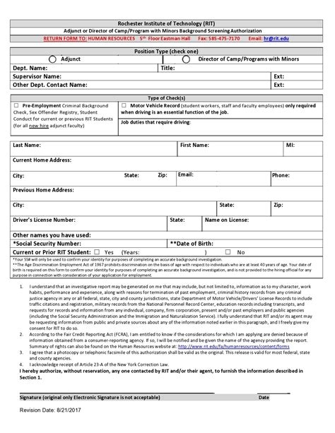Printable Background Check Authorization Form Template Printable Free