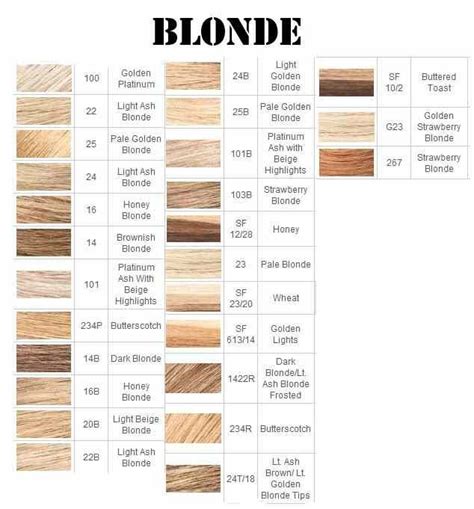 Shades Of Blonde Hair Chart
