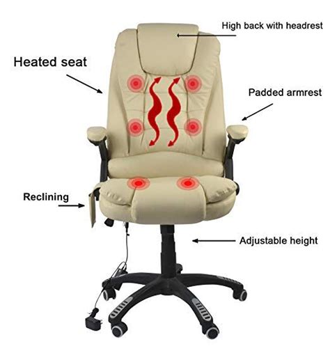 Heated Office Massage Chair High Back Pu Leather Adjustable