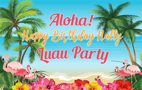 Hawaiin Birthday Luau Party Banner Tropical Birthday Etsy Luau