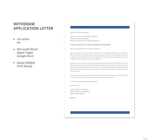 Free Application Withdraw Letter Template In Microsoft Word Apple