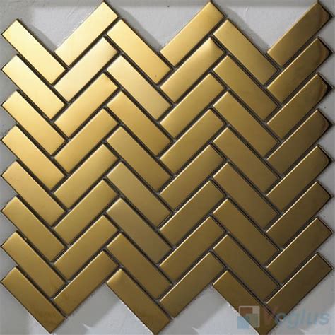 Herringbone Gold Stainless Steel Mosaic Tiles Vm Ss70 Voglus Mosaic
