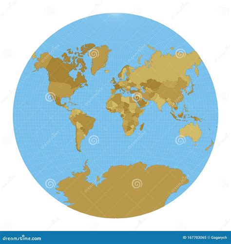 World Map Van Der Grinten Projection Stock Vector Illustration Of