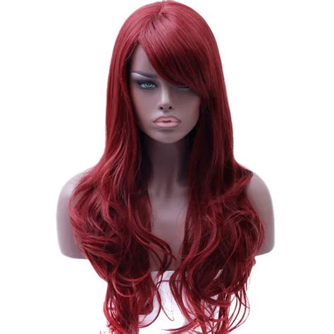 Jinkaili Long Curly Red Wig Wavy Wigs For Black Women Side Part Heat