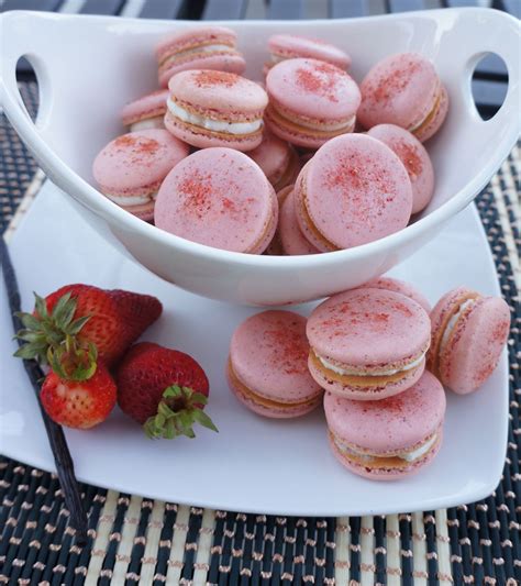 Strawberry Macarons With Vanilla Bean Buttercream Fun Baking Recipes