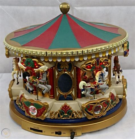 Mr Christmas Holiday Merry Go Round Music Carousel With Horses And 21