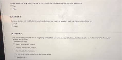 A brief overview evolution is a combination of descent with modification and natural selection. Solved: Natural Selection Acts Existing Genetic Mutations ...