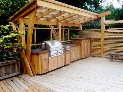 Outdoor kitchens are popular remodeling projects. Build an outdoor kitchen in the backyard giving a ...