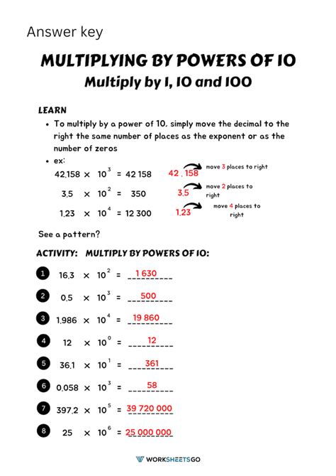 Multiplying By Powers Of 10 Worksheets Worksheetsgo